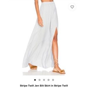 🌸Revolve Clayton Cornflower Blue White Striped Maxi High Split Slit Skirt Small